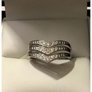 Elegant 1 Ct. Triple Row Channel Set Round Sim Diamond Band Ring Sz 8